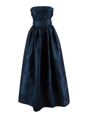 Alina London Navy Brocade Strapless Gown