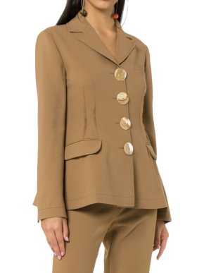 Rejina Pyo Brown Wool Oversized Buttons Blazer Jacket