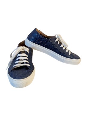 Madeleine Blue Woven Leather Sneakers