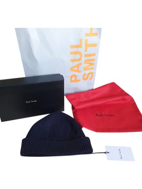 Paul Smith Navy cashmere Ribbed Knit Beanie