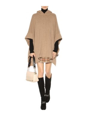 See By Chloe Camel Baby Alpaca Blend Knit Hooded Poncho