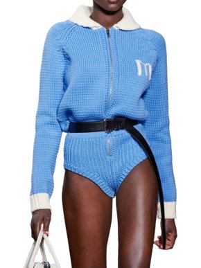 Miu Miu Runway Blue Wool Bodysuit