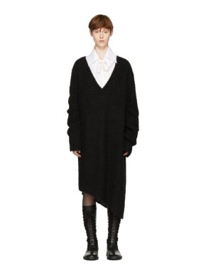 Ann Demeulemeester Black Mohair Knit Dress