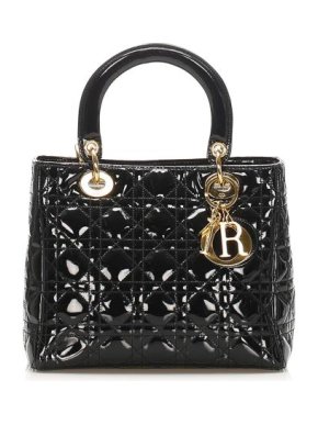 Dior Black Patent Leather Lady Dior Bag