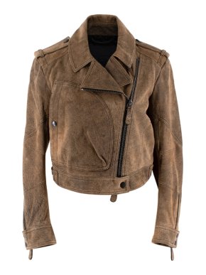 Burberry Brown Suede Distressed Biker Jacket