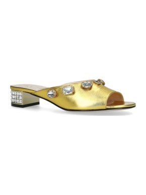 Gucci Metallic Gold Leather Lyric Mules