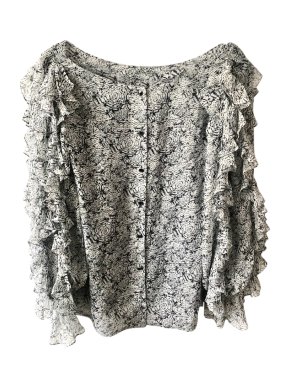 Thomas Wylde Black & White Ruffle Sleeve Blouse