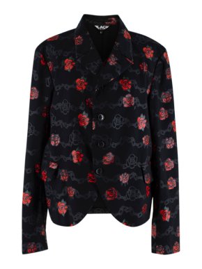 Black Comme des Garcons Black Rose Print Tailored Jacket