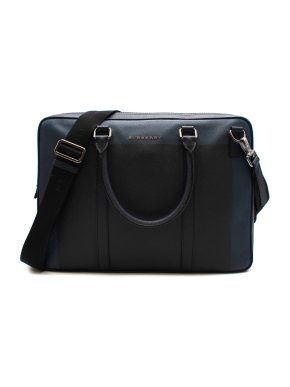 Burberry Blue Colourblock Grained Leather Briefcase