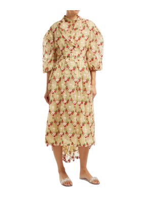 Simone Rocha Floral-embroidered single-breasted tulle coat