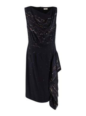 Dries Van Noten Black Print Silk Ruffled Dress