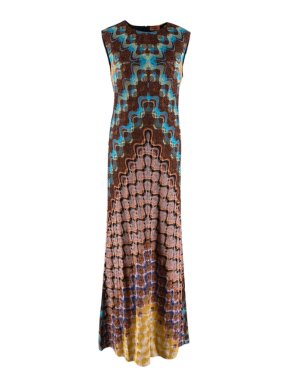 Missoni Brown Lurex Wavy Knit Maxi Dress