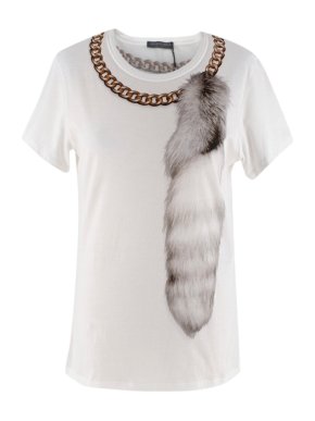 Alexander McQueen White Cotton Fox & Chain print T-shirt
