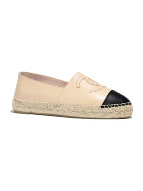 Chanel Beige/Black Lambskin Espadrilles