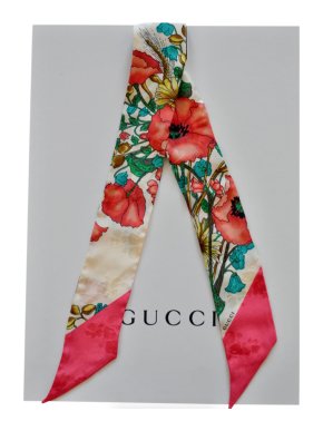 Gucci Silk Jacquard Floral Print Twilly