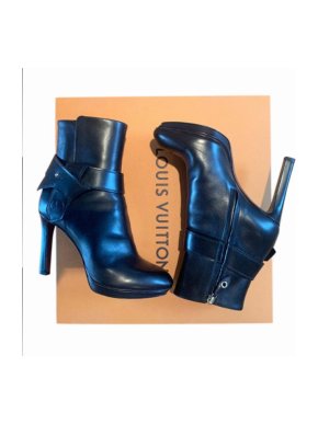 Louis Vuitton Black Leather Heeled Ankle Boots