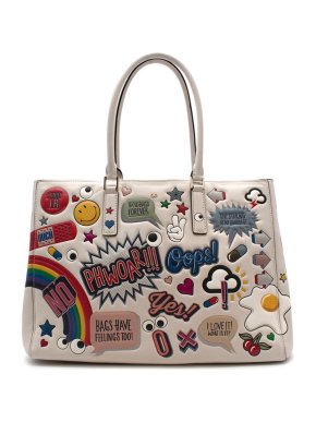 Anya Hindmarch White Leather Ebury Stickers Bag