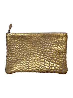Bottega Veneta Gold Large Grain Zip pouch