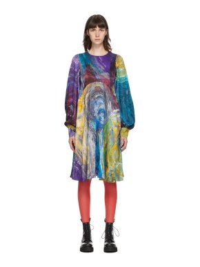 Charles Jeffrey Loverboy Satin Paint Print Dress