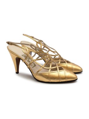 Ferragamo Gold Leather Strappy Limited Edition of 500 Pumps