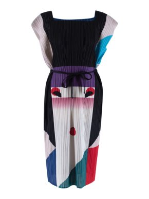 Issey Miyake Ikko Tanaka Nihon Buyo Print Pleated Dress