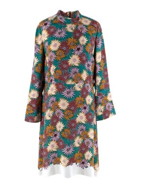 Marni Green Pink & Yellow Floral Silk Dress