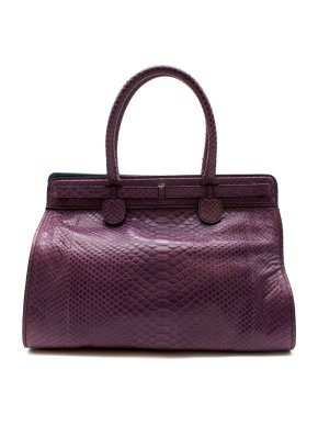 Zagliani Purple Python Skin Top Handle Bag