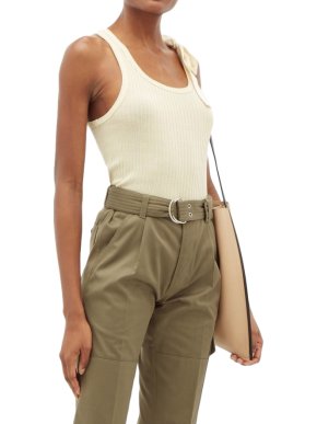 La Fetiche Jean - Pierre Beige Cotton Ribbed Knit Army Tank Top