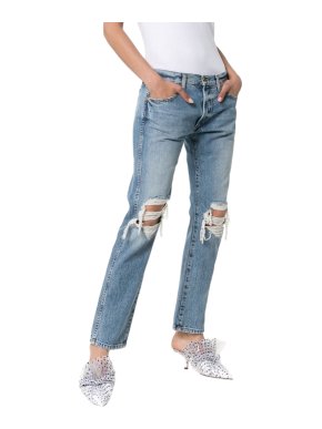 Khaite Blue Denim Kyle Distressed Jeans 1