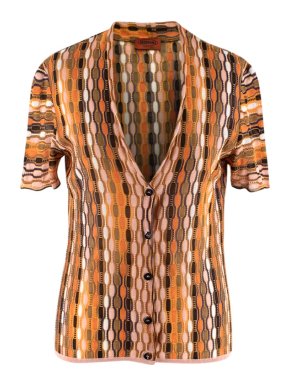 Missoni Orange Pattern Silk Blend Knit Shirt