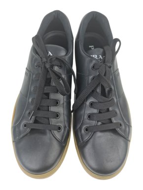 Prada Black Leather Low-Top Sneakers