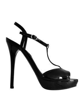 Ralph Lauren Collection Runway Black patent leather t bar sandals
