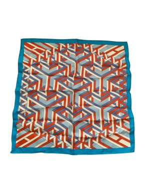 Hermes blue carre cube silk scarf