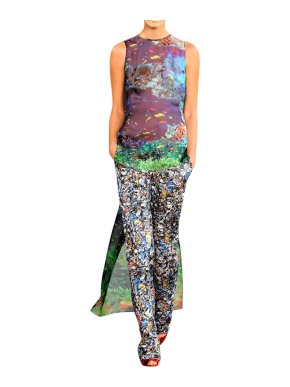 Mary Katrantzou Runway Silk Ocean Print High-Low Sheer Top