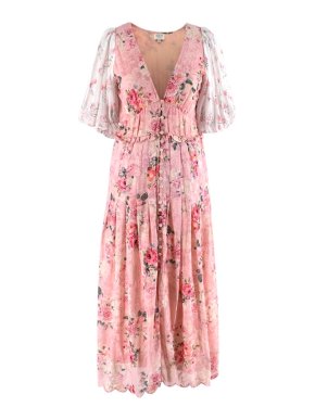 Hemant & Nandita Pink Floral Midi Dress