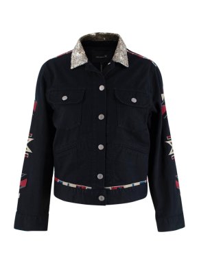 Isabel Marant Black Denim Sequin Embellished Jacket