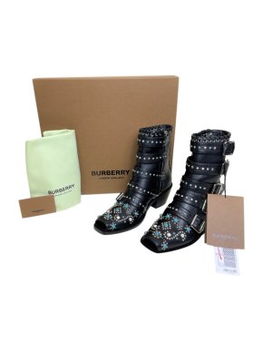 Burberry Embellished Albertina Peep-Toe Boots