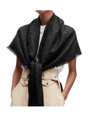 Louis Vuitton Black Monogram Silk & Wool Shawl