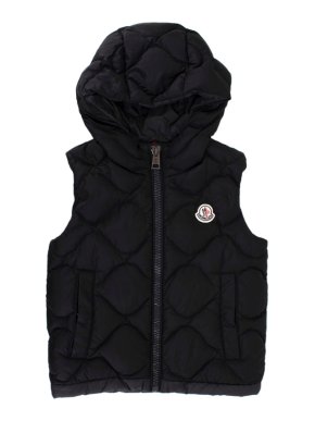 Moncler Kids 8Y Black Quilted Down Hooded Gilet