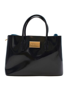 Bimba & Lola Navy Patent Leather Top Handle Bag