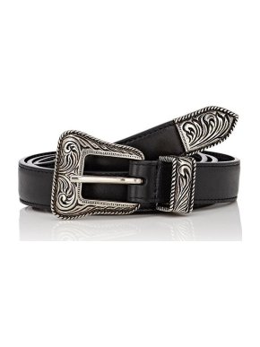 Saint Laurent Black Leather Western Belt
