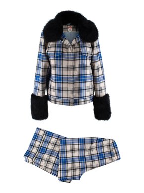 Shrimps Blue Checkered Wool Brutus Set of Trousers & Jacket