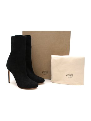 Francesco Russo Black Pointelle-knit Cotton Sock Boots