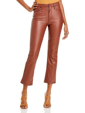 Mother The Insider Faux-Leather Ankle Flare Jeans - Tortoiseshell