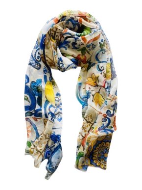 Dolce & Gabbana Majolica Print Silk Scarf