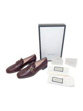 Gucci Brown leather Marmont 25mm double G loafers