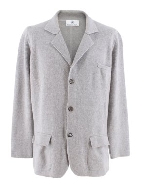 Emanuele Maffeis Grey Cashmere Single Breasted Knit Blazer Jacket