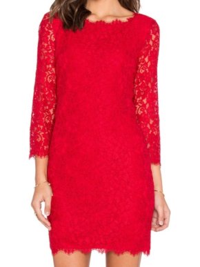DVF red lace zarita mini dress