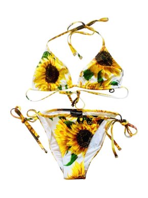 Dolce & Gabbana Sunflower Print String Bikini
