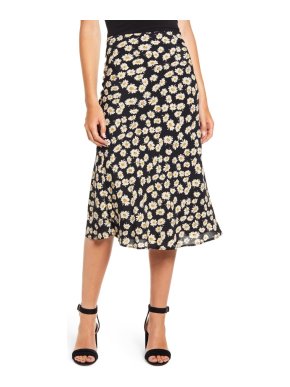 Rails Black Daisy Print Skirt